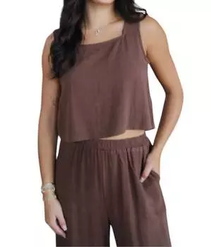 Майка с квадратным вырезом Sugarleaf коричневого цвета Sadie & Sage