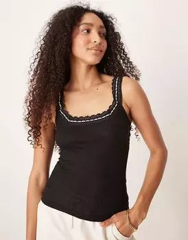 Майка с ленточками Free People only you черного цвета