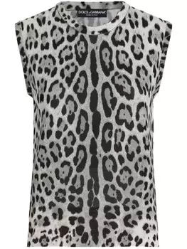 Майка с леопардовым принтом Dolce & Gabbana, черный