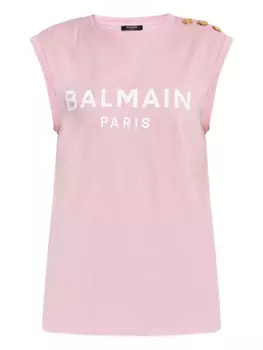 Майка с логотипом Balmain, розовый