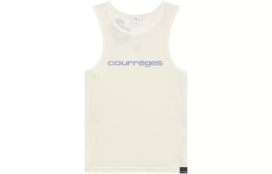 Майка с логотипом и сетчатыми вставками COURREGES, белый