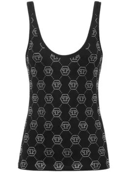 Майка с монограммой Philipp Plein, черный
