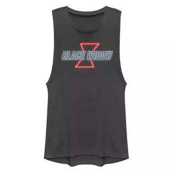 Майка с мускулами для подростков Marvel Black Widow с неоновым логотипом Licensed Character