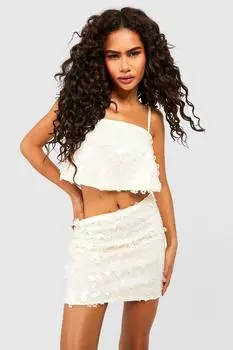 Майка с пайетками daisy Boohoo, белый