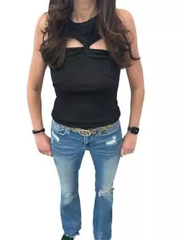 Майка с перекрещивающимся воротом черного цвета red haute