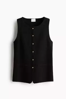 Майка с планкой на пуговицах H&M, черный