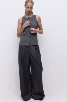 Майка с планкой на пуговицах H&M, серый