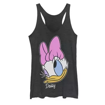 Майка с портретом подмигивающего лица Disney's Daisy Duck Juniors Licensed Character, цвет Black Heather