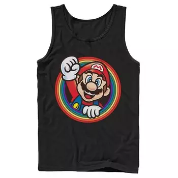 Майка с портретом Super Mario Pride Mario Rainbow для взрослых Licensed Character, черный