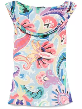 Майка с принтом пейсли ETRO, синий