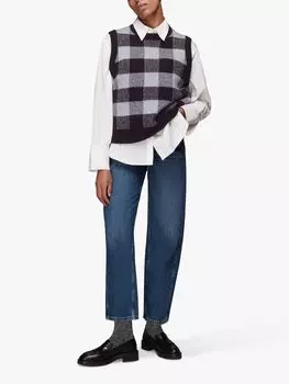 Майка с принтом в клетку Whistles, черный/белый