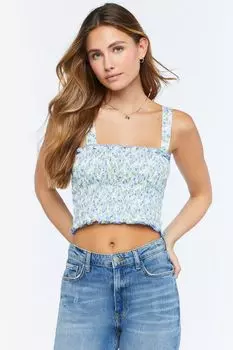Майка с присборами и цветочным принтом Ditsy Forever 21, ванилла
