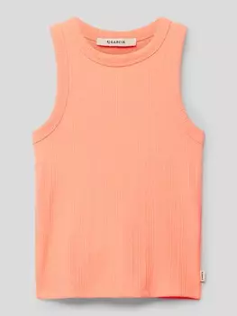 Майка с ребристыми манжетами Garcia, неоново-красный