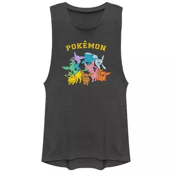 Майка с рисунком Pokemon Eeveelutions Group для юниоров Licensed Character, цвет Charcoal