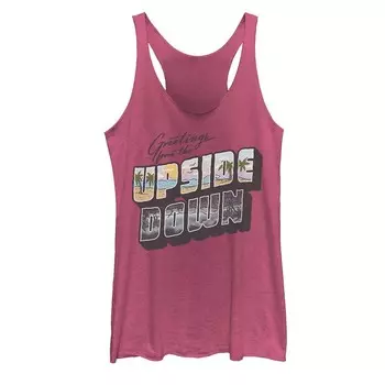 Майка с рисунком Racerback для юниоров «Stranger Things Upside Down Greetings» Licensed Character, цвет Pink Heather