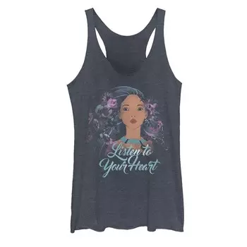 Майка с рисунком «Слушай свое сердце» Pocahontas Juniors от Disney Licensed Character, цвет Navy Heather