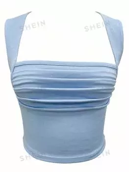 Майка с рюшами, голубой