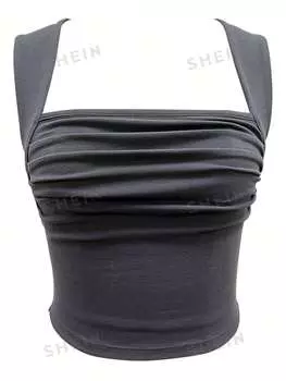 Майка с рюшами, темно-серый