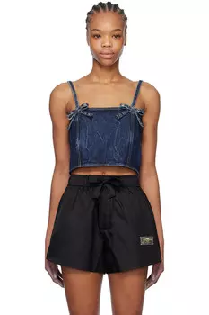 Майка с рваным ремешком из денима Future Ganni, синий