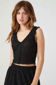 Майка с шевронным принтом и салатовыми краями Forever 21, черный