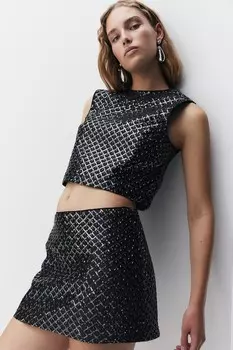 Майка с украшениями H&M, черный