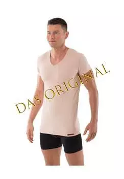 Майка с v-образным вырезом дышащая невидимая с коротким рукавом органическая Albertkreuz, бежевый