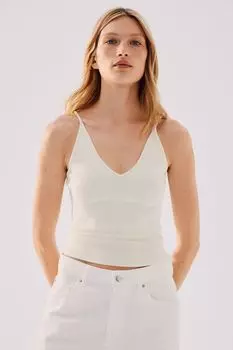 Майка с v-образным вырезом H&M, бежевый