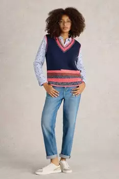 Майка с V образным вырезом и полосками White Stuff, синий