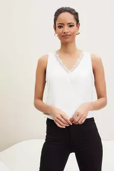 Майка с V-образным вырезом Lipsy, белый