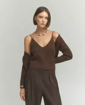 Майка с V-образным вырезом Tintoretto, коричневый