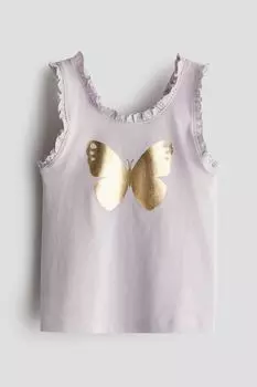 Майка с воланами H&M, фиолетовый