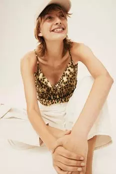 Майка с воротником-хомутом H&M, бежевый