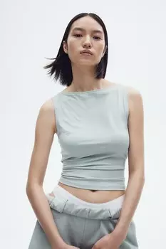 Майка с вырезом «лодочка» H&M, бирюзовый