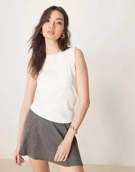 Майка с вырезом лодочкой кремового цвета ASOS DESIGN