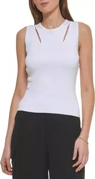 Майка с вырезом на плечах DKNY, белый