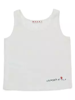 Майка с вышитым логотипом Marni Kids, белый