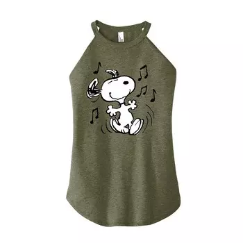 Майка с высоким воротником для подростков Peanuts Snoopy Dancing Licensed Character, зеленый