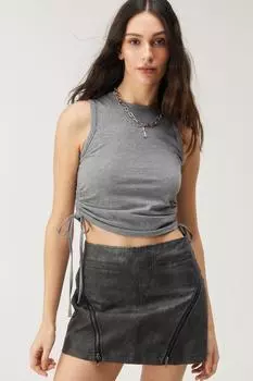 Майка с высоким воротником и рюшами по бокам Nasty Gal, серый