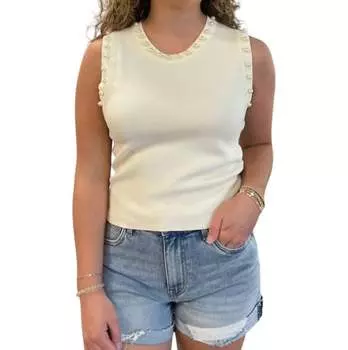 Майка с жемчужной подкладкой кремового цвета entro