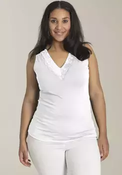 Майка SANDGAARD с кружевом по вырезу, белый