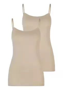 Майка Schiesser ""95/5"" (2 шт. в упаковке), на тонких бретелях, цвет Sand