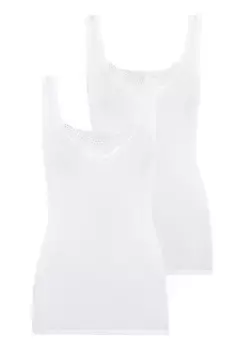 Майка Schiesser "Cotton Essentials" (2 шт. в упаковке) с двумя разными мотивами вышивки из батиста, белый