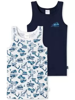 Майка SCHIESSER Fine Rib, цвет Blue/Dark blue