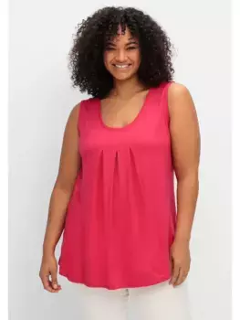 Майка Sheego "Большие размеры", А-силуэта, со складками-коробочками, цвет Magenta