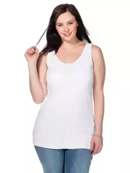 Майка Sheego "Большие размеры", материал рубашки с мелкими рубчиками, белый