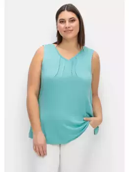 Майка Sheego "Большие размеры" с фиксированными складками на вырезе, цвет Aqua