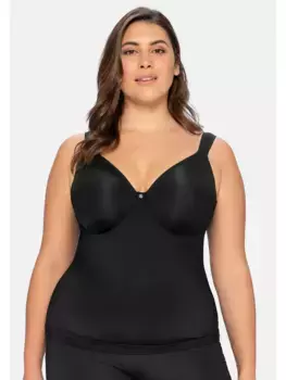 Майка Sheego "больших размеров" из микрофибры, со встроенным бюстгальтером на косточках, черный