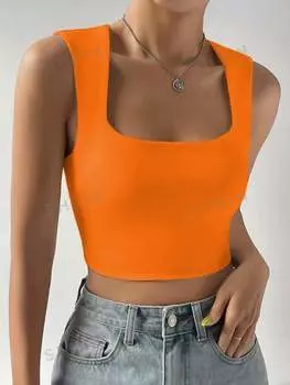 Майка Shein Ezwear Balletcore на бретелях, оранжевый