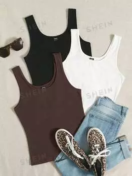 Майка Shein Ezwear, коричневый