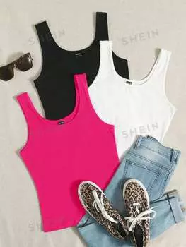 Майка Shein Ezwear, ярко-розовый